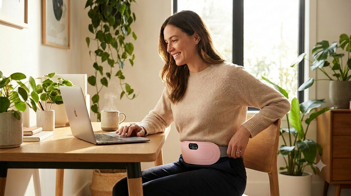 Cinturón Térmico y Masajeador Anti-Cólicos Hiveraly® | Alivio Menstrual Instantáneo